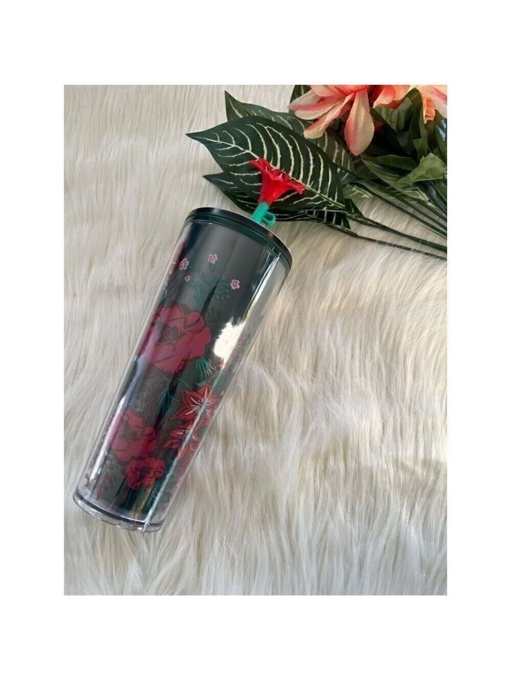 Starbucks Poinsettia Cold Cup with Silicone Top